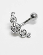 gemset crescent 10mm belly bar in sterling silver