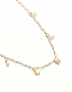 Z gold plated celestial M inital charm necklace in gold