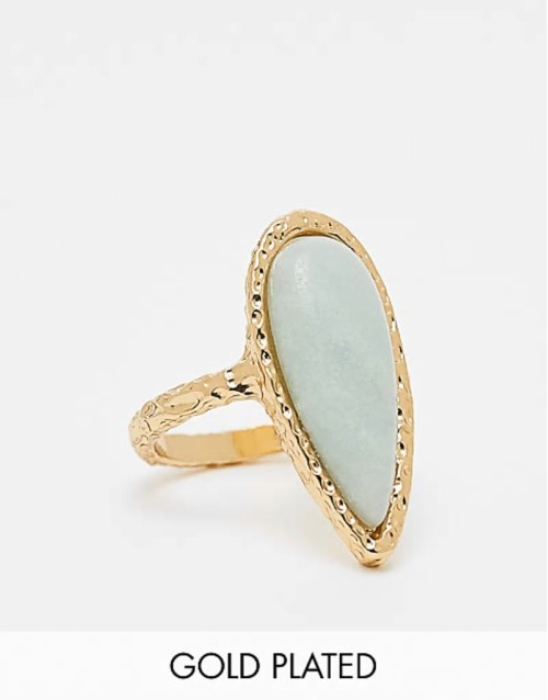 Curve Limited Edition 14k gold plated ring with semi precious stone