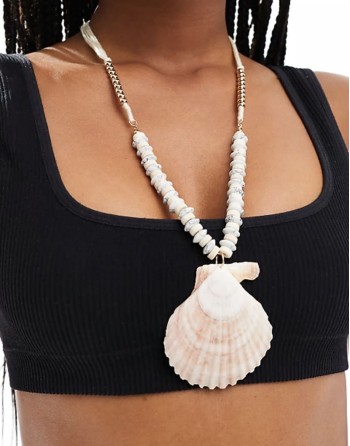 statement shell necklace in pink