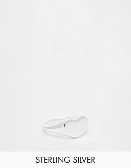 18k plated heart signet ring in silver